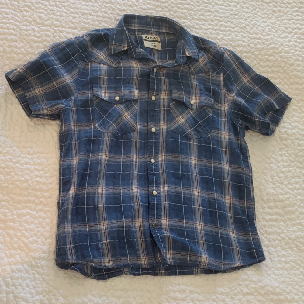 Ariat Blue Plaid Short Sleeve Western Shirt